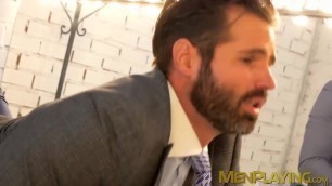 Hunk in suit and tie rimmed and fucked from behind