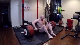 Bald Gay Man with Spectacles Does Big Sexy Workout