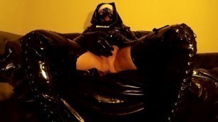 Latex Nun In High Heels And Chastity Play With 30cm Dildo
