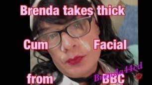 Sissy CD gets thick cum on her face from BBC - Brenda44cd