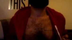 Hot Hairy Bearded French Man in Hoodie Cums on Cam