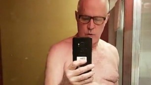 Hot GrandDaddy edging his uncut cock