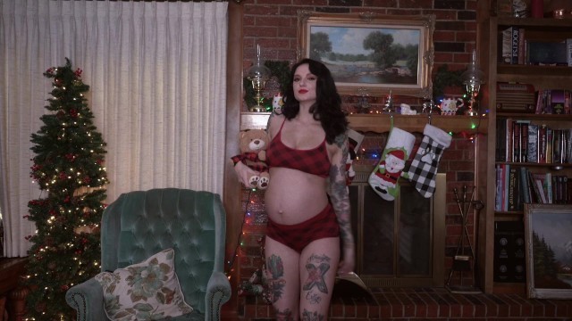 Super Pregnant MILF Christmas Lingerie try on Haul with SHEER Lingerie